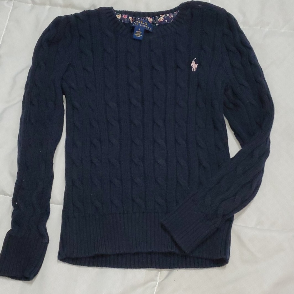 Girls sz 6 navy polo sweater